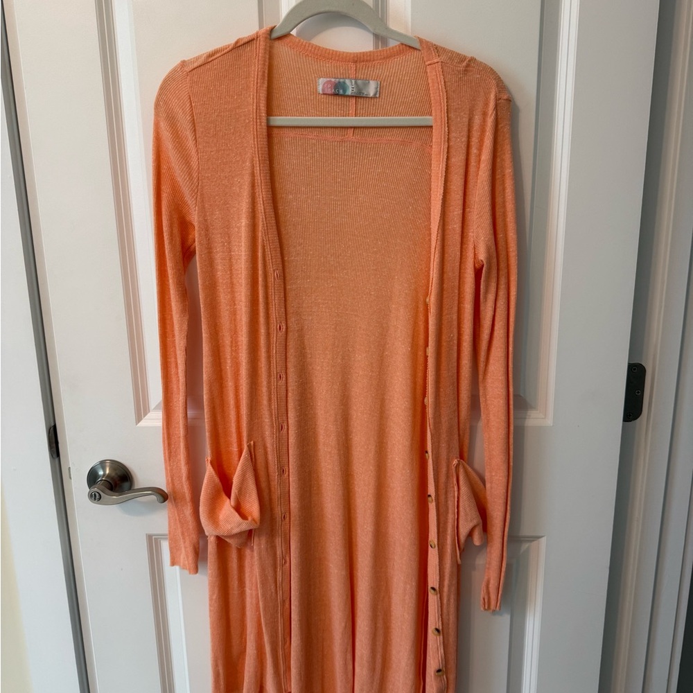 Free People Beach Orange Cardigan with Pockets